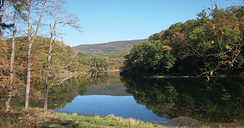 The Hardwood Trails, the
ridgeline shown here in the
distance, is an expanse of
forest near a key tributary of
the Potomac River.
